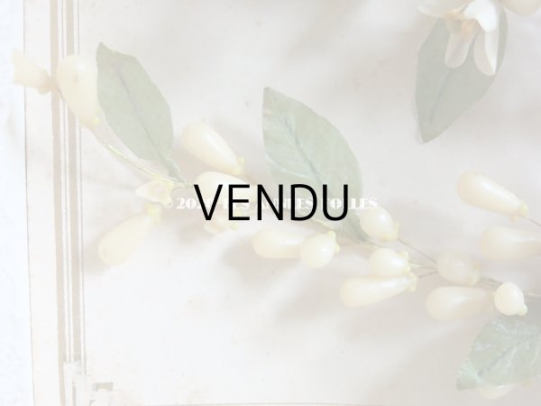 画像15: 未使用 アンティーク レースペーパー付ボックス入り&台紙付 ワックスフラワーのヘッドリース ウェディング 結婚式 ティアラ (15)