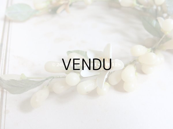 画像9: 未使用 アンティーク レースペーパー付ボックス入り&台紙付 ワックスフラワーのヘッドリース ウェディング 結婚式 ティアラ (9)