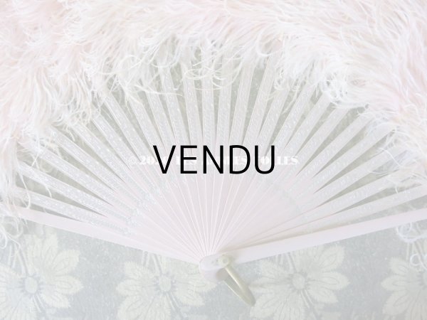 画像4: 1900年代 アンティーク 淡いピンクのフェザーのファン  (4)