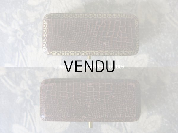 画像3: 【クリスマスセール2020対象外】 アンティーク  本革製 金彩入り ジュエリーボックス ブラウン (3)