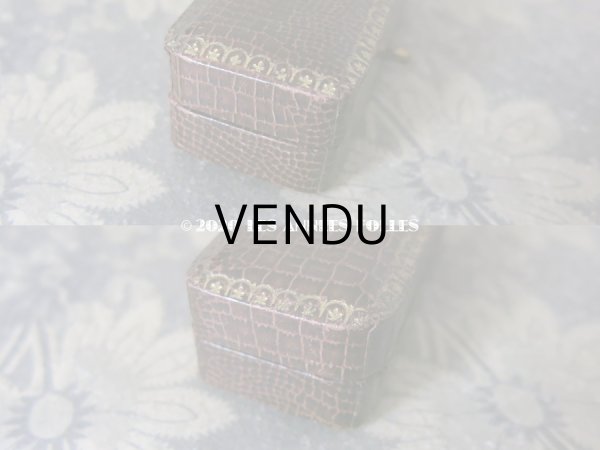 画像4: 【クリスマスセール2020対象外】 アンティーク  本革製 金彩入り ジュエリーボックス ブラウン (4)