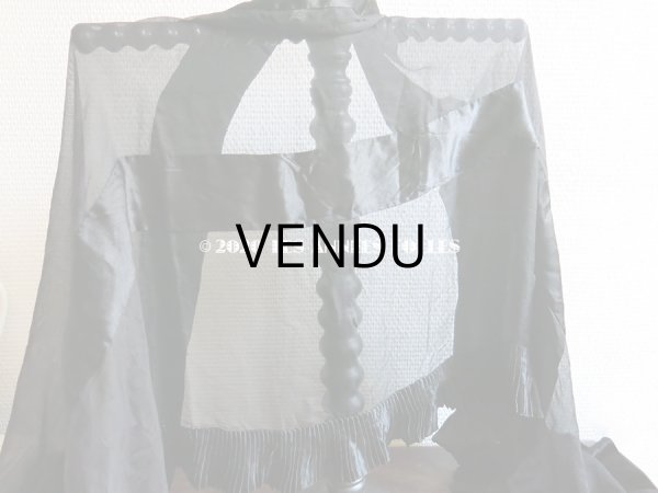 画像6: 1900年代 アンティーク 黒のシルクオーガンジー  ドレスの裾 200×53cm (6)