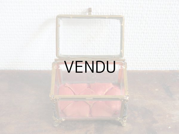 画像13: 19世紀末 アンティーク ジュエリーボックス　ロカイユ装飾のフレーム  スモーキーオレンジのシルク製クッション (13)