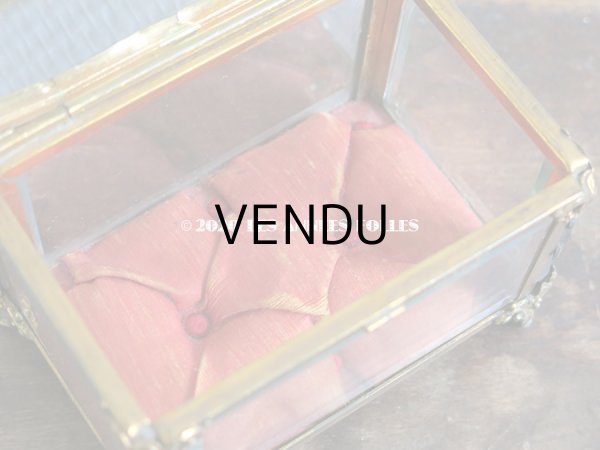 画像17: 19世紀末 アンティーク ジュエリーボックス　ロカイユ装飾のフレーム  スモーキーオレンジのシルク製クッション (17)