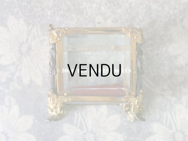 画像10: 19世紀末 アンティーク ジュエリーボックス　ロカイユ装飾のフレーム  スモーキーオレンジのシルク製クッション (10)