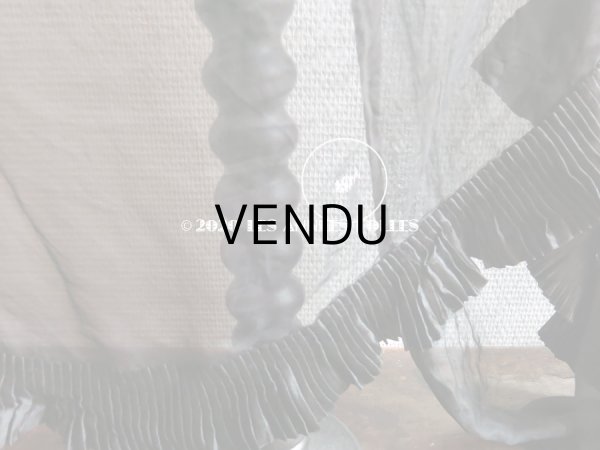 画像8: 1900年代 アンティーク 黒のシルクオーガンジー  ドレスの裾 200×53cm (8)