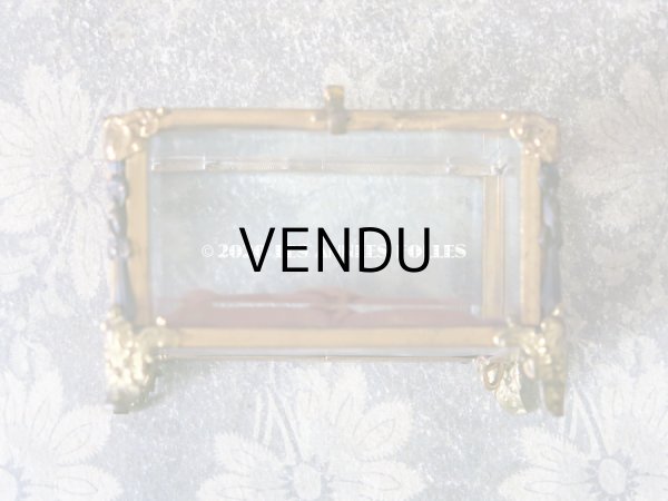 画像7: 19世紀末 アンティーク ジュエリーボックス　ロカイユ装飾のフレーム  スモーキーオレンジのシルク製クッション (7)