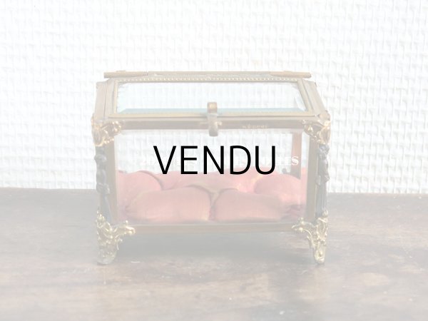 画像3: 19世紀末 アンティーク ジュエリーボックス　ロカイユ装飾のフレーム  スモーキーオレンジのシルク製クッション (3)