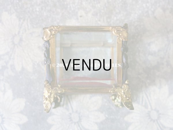 画像9: 19世紀末 アンティーク ジュエリーボックス　ロカイユ装飾のフレーム  スモーキーオレンジのシルク製クッション (9)