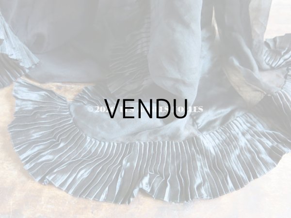 画像3: 1900年代 アンティーク 黒のシルクオーガンジー  ドレスの裾 200×53cm (3)