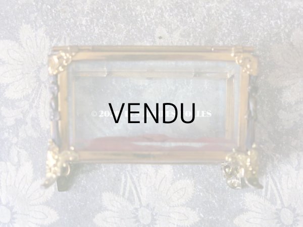 画像8: 19世紀末 アンティーク ジュエリーボックス　ロカイユ装飾のフレーム  スモーキーオレンジのシルク製クッション (8)