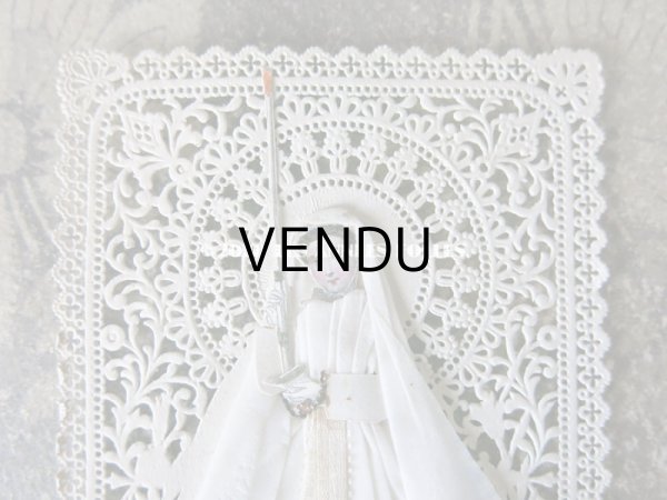 画像4: 19世紀 アンティーク  封筒入り 初聖体のカニヴェ コミュ二オン レースの透かし柄 (4)