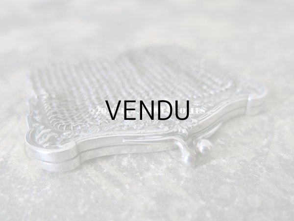 画像4: 1900年代 アンティーク シルバー製 メタルメッシュ コインケース 内ポケット付 花かご＆薔薇とリボンのガーランド (4)