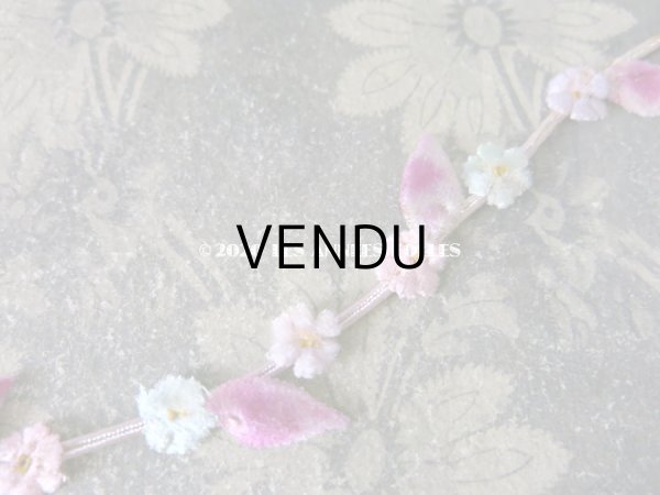 画像3: 1930年代 アンティーク 3色のベルベットの花のトリム 56cm  (3)