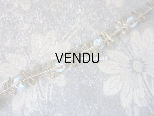 画像6: 1920年代 アンティーク メタル & シルク製 水色の薔薇のロココトリム ロココリボン ゴールド 16.5cm (6)