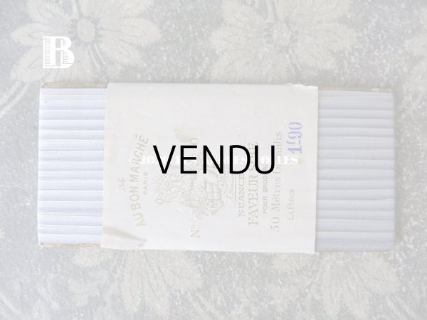 画像7: 【クリスマスセール2020対象外】 アンティーク  50m巻 リボン刺繍 & ロココトリム用 シルク製 リボン 淡いラベイイダー色 4mm幅 NUANCE FAVEUR SOIE POUR BRODERIE - AU BON MARCHE - (7)