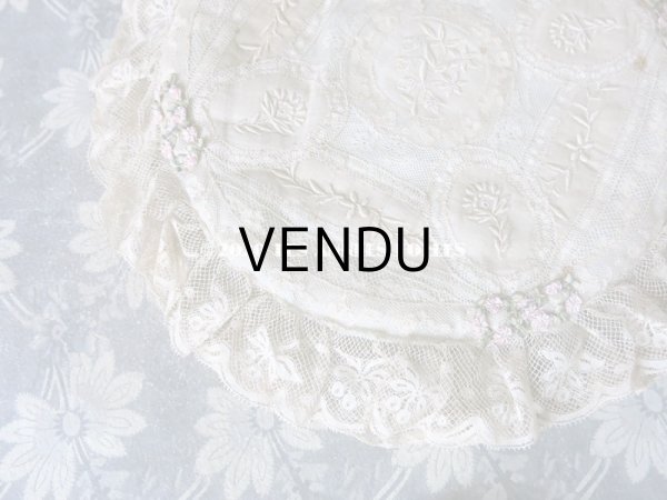 画像4: アンティーク ロココトリム付き ハンキーケース　ポシェット パウダーブルー (4)