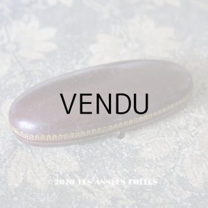 画像: 【クリスマスセール2020対象外】 アンティーク  本革製 金彩入り ジュエリーボックス ピンブローチ用 ブラウン