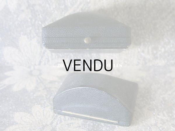 画像4: 【クリスマスセール2020対象外】 19世紀 アンティーク 本革製 ジュエリーボックス ブローチ用　黒 (4)