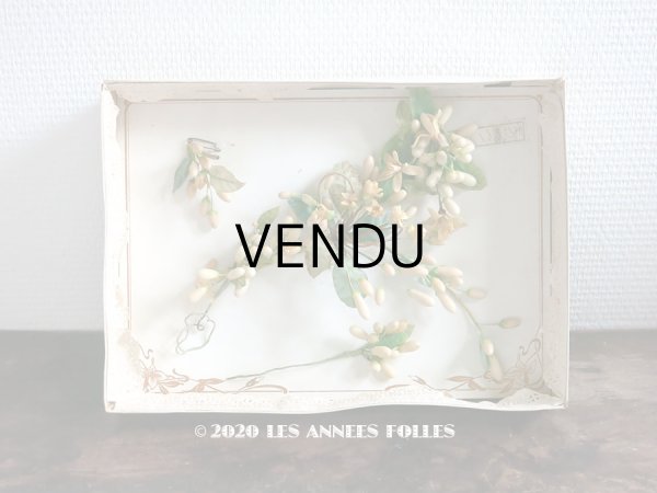 画像1: 未使用 アンティーク レースペーパー付ボックス入り＆台紙付 ワックスフラワーのセット ウェディング 結婚式  (1)