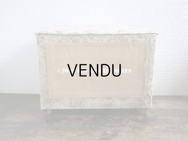 画像4: 1900年代 アンティーク 薔薇のメダイヨン＆水色のリボン　カルトナージュボックス 3段 26.3×14.9×19.1cm (4)