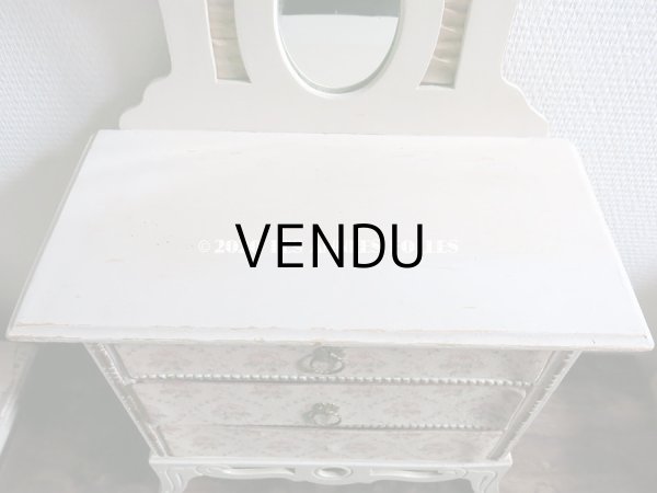 画像5: アンティーク カルトナージュチェスト  薔薇模様 ミラー付き (5)