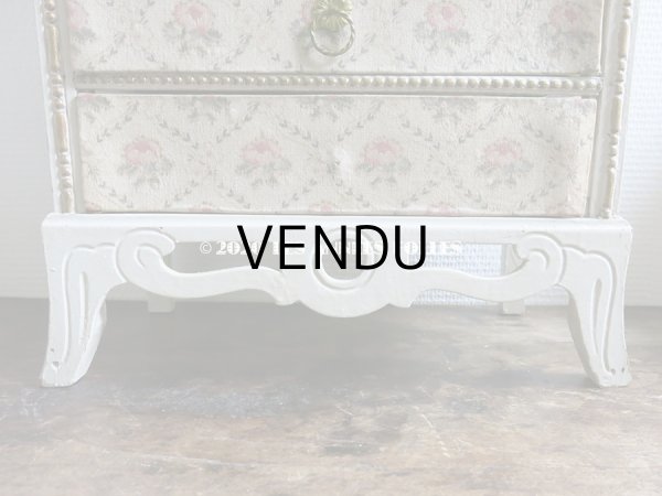 画像7: アンティーク カルトナージュチェスト  薔薇模様 ミラー付き (7)