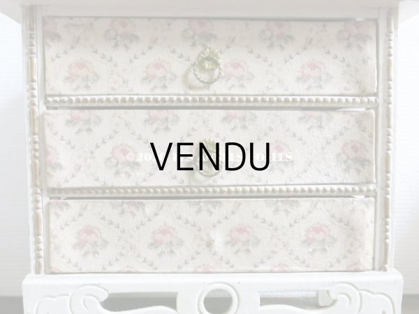 画像6: アンティーク カルトナージュチェスト  薔薇模様 ミラー付き (6)