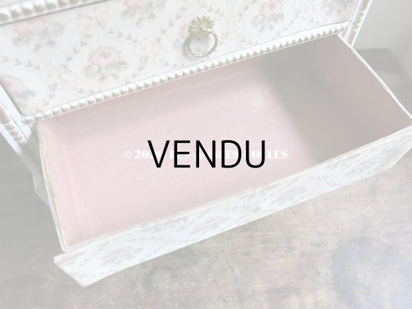 画像9: アンティーク カルトナージュチェスト  薔薇模様 ミラー付き (9)