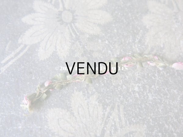 画像5: 1900年代 アンティーク シルク製 ロココトリム ピンクの薔薇 ロココリボン 68cm (5)