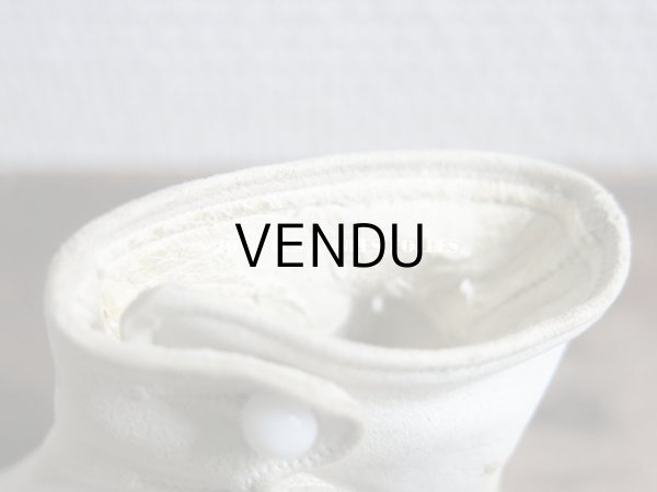 画像12: 1900年代 アンティーク ボタンアップ　ベビーシューズ  ホワイト・ヌバック製  (12)