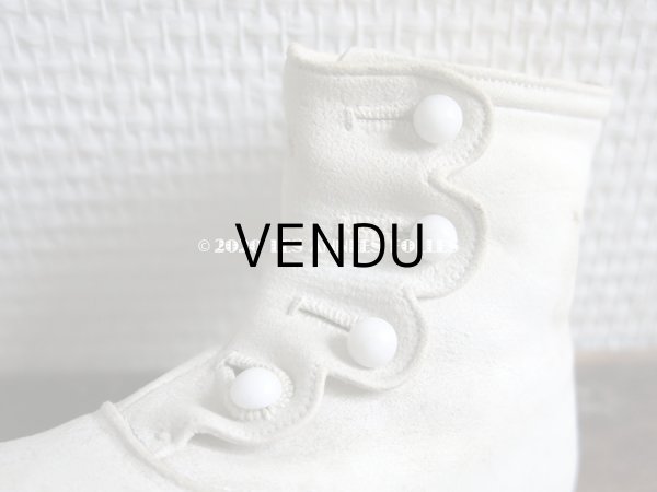 画像7: 1900年代 アンティーク ボタンアップ　ベビーシューズ  ホワイト・ヌバック製  (7)