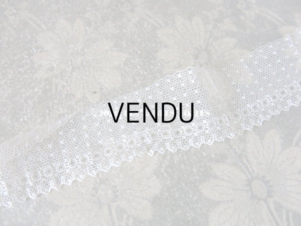 画像6: アンティーク ドット柄 チュールレースのプリーツリボン オフホワイト  幅4.2cm (6)