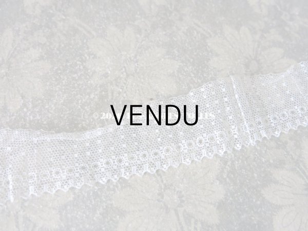 画像5: アンティーク ドット柄 チュールレースのプリーツリボン オフホワイト  幅4.2cm (5)