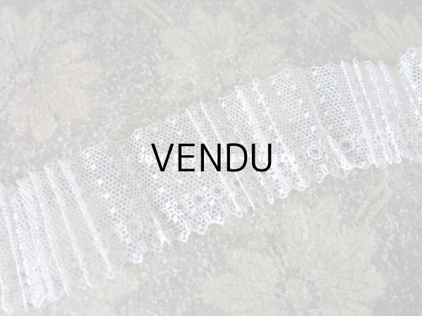 画像4: アンティーク ドット柄 チュールレースのプリーツリボン オフホワイト  幅4.2cm (4)