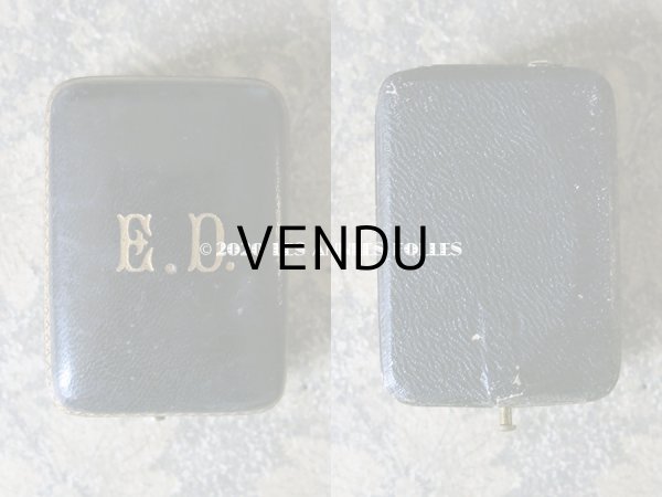 画像6: 19世紀末 アンティーク イニシャル入り ブローチ＆ピアス用 ジュエリーボックス 黒 (6)