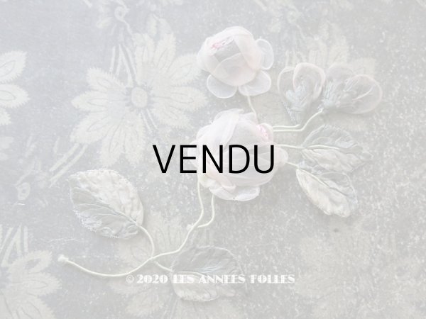 画像4: 1920年頃 アンティーク シルクシフォン 薔薇の大きなロココモチーフ  (4)