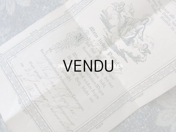 画像6: 1889年 アンティーク  手紙入り 洗礼式の記念 天使の装飾付き封筒 カニヴェ  (6)
