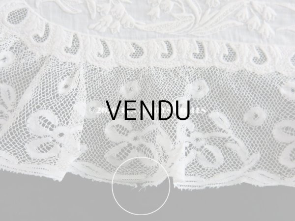 画像18: 19世紀 アンティーク  結婚式のハンカチ 【MM】 鈴蘭のホワイトワーク & 手編みのヴァランシエンヌレース  (18)