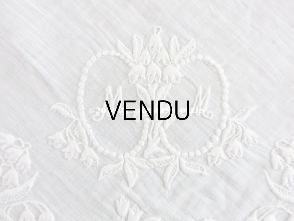 画像6: 19世紀 アンティーク  結婚式のハンカチ 【MM】 鈴蘭のホワイトワーク & 手編みのヴァランシエンヌレース  (6)