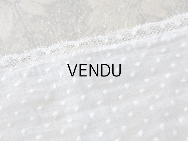 画像4: アンティーク  ドットの刺繍入り コットン生地のリボン　4.5m ヴァランシエンヌレースの縁取り (4)