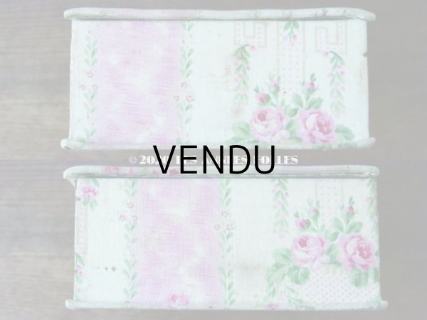 画像8: アンティーク カルトナージュボックス ピンクの薔薇のリース (8)