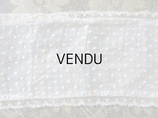 画像6: アンティーク  ドットの刺繍入り コットン生地のリボン　4.5m ヴァランシエンヌレースの縁取り (6)
