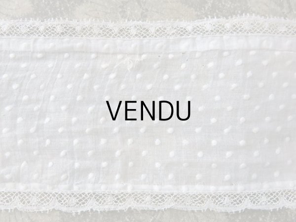 画像8: アンティーク  ドットの刺繍入り コットン生地のリボン　4.5m ヴァランシエンヌレースの縁取り (8)
