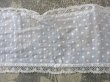 画像14: アンティーク  ドットの刺繍入り コットン生地のリボン　4.5m ヴァランシエンヌレースの縁取り (14)