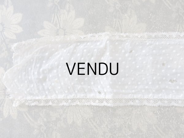 画像5: アンティーク  ドットの刺繍入り コットン生地のリボン　4.5m ヴァランシエンヌレースの縁取り (5)