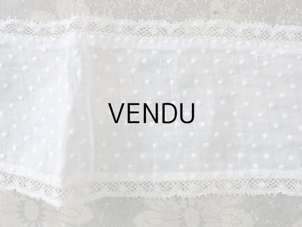 画像17: アンティーク  ドットの刺繍入り コットン生地のリボン　4.5m ヴァランシエンヌレースの縁取り (17)