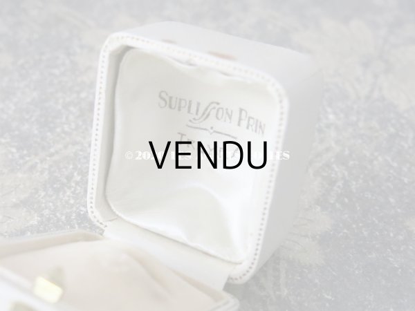 画像5: アンティーク ジュエリーボックス  オフホワイト リングボックス ゴールドのライン入り (5)