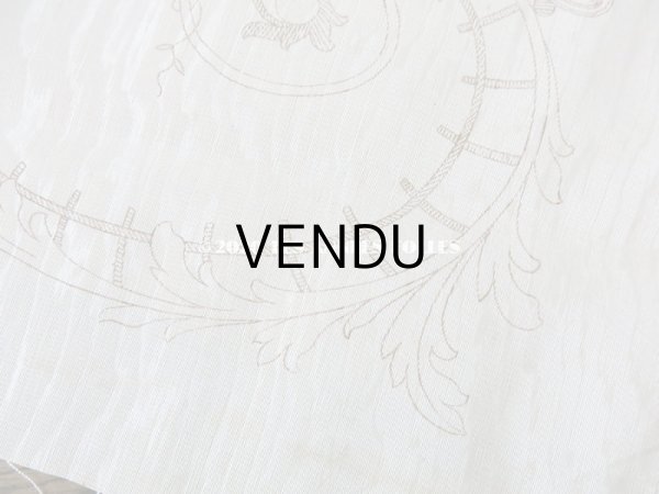 画像9: アンティーク  リボン刺繍の図案入り 大きなシルク製ファブリック (9)