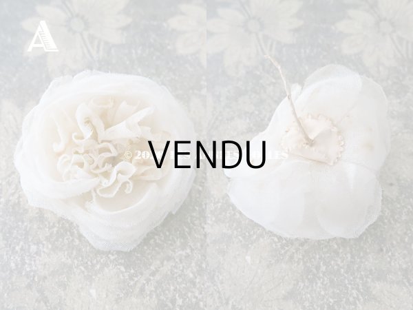 画像3: 19世紀末 アンティーク 薔薇の布花 花嫁の花冠 オフホワイト (3)